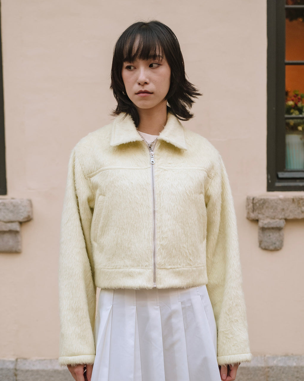 Zip-up Fuzzy windbreaker