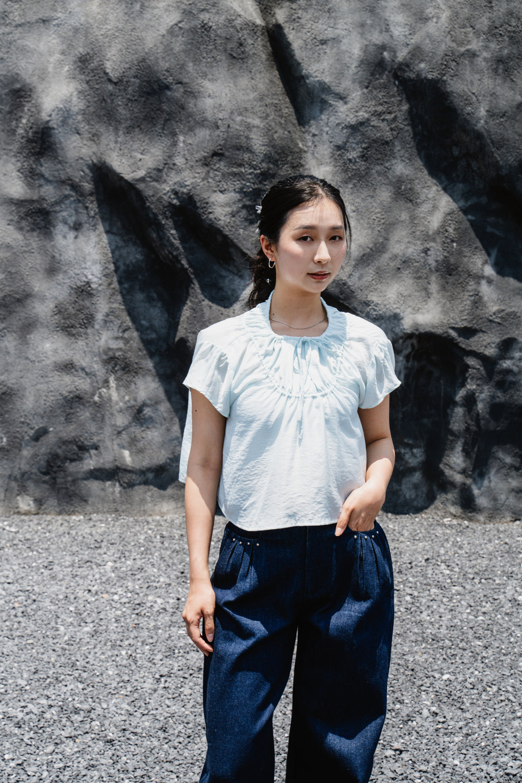 Baby Blue Drawstring Top