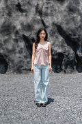 Pink Twist-Front Sleeveless Top