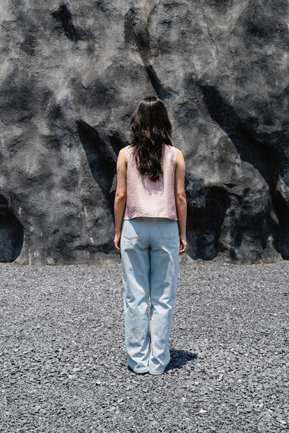 Pink Twist-Front Sleeveless Top