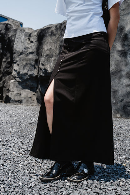 Black Side-Slit Skirt