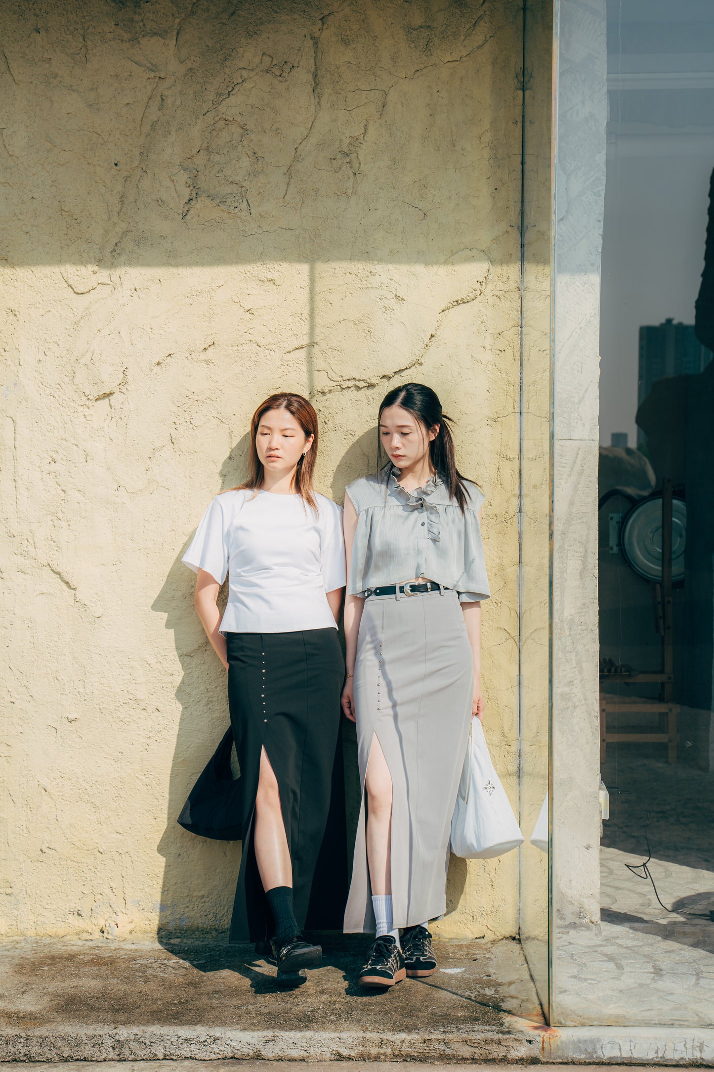 Grey Side-Slit Skirt