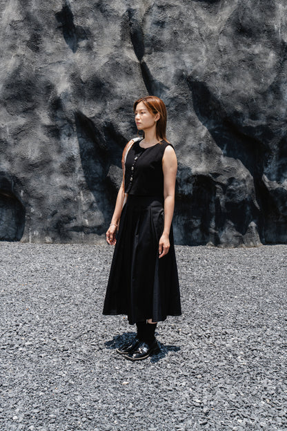 Black Striped Back-Slit Vest