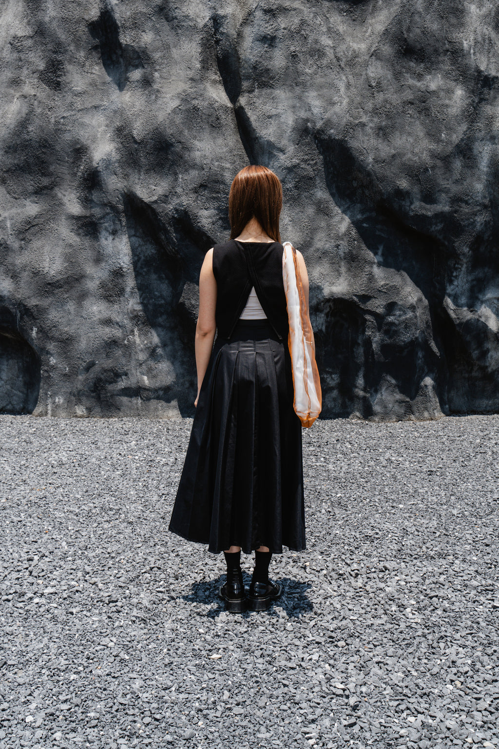 Black Striped Back-Slit Vest