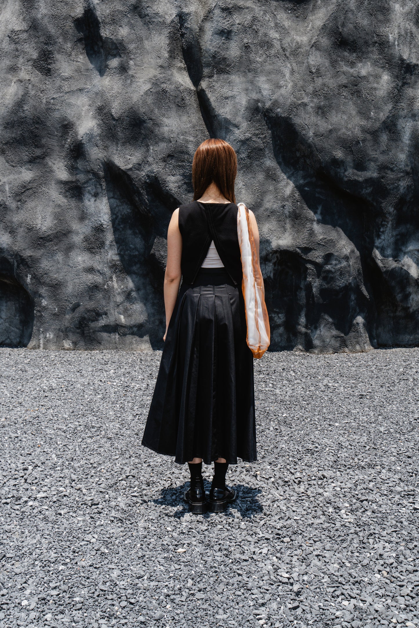 Black Striped Back-Slit Vest