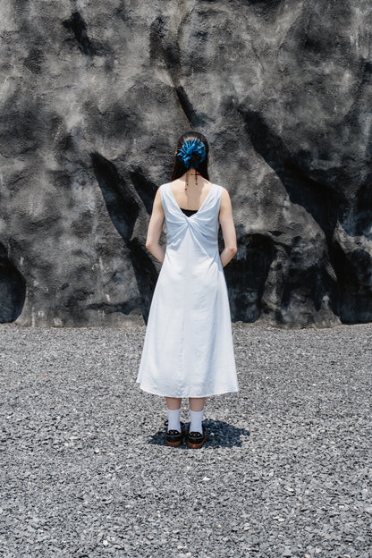 Blue Sleeveless Twist-Front Dress With Back Detail