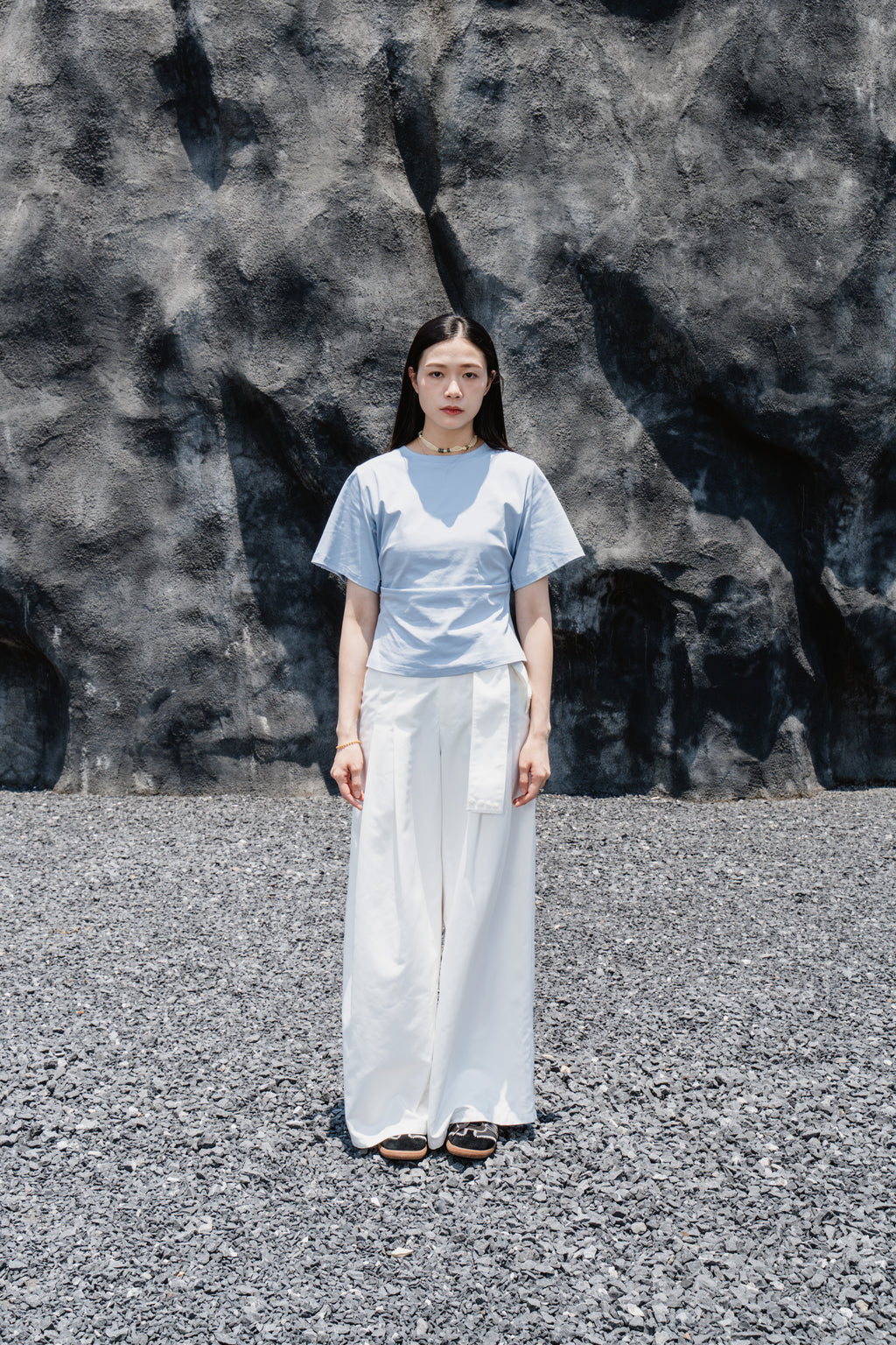 Blue Wrinkle cotton T-shirt