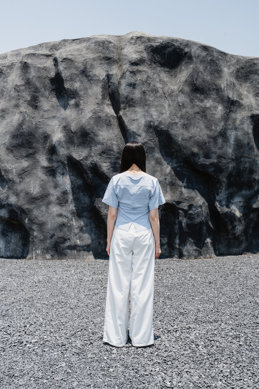 Blue Wrinkle cotton T-shirt