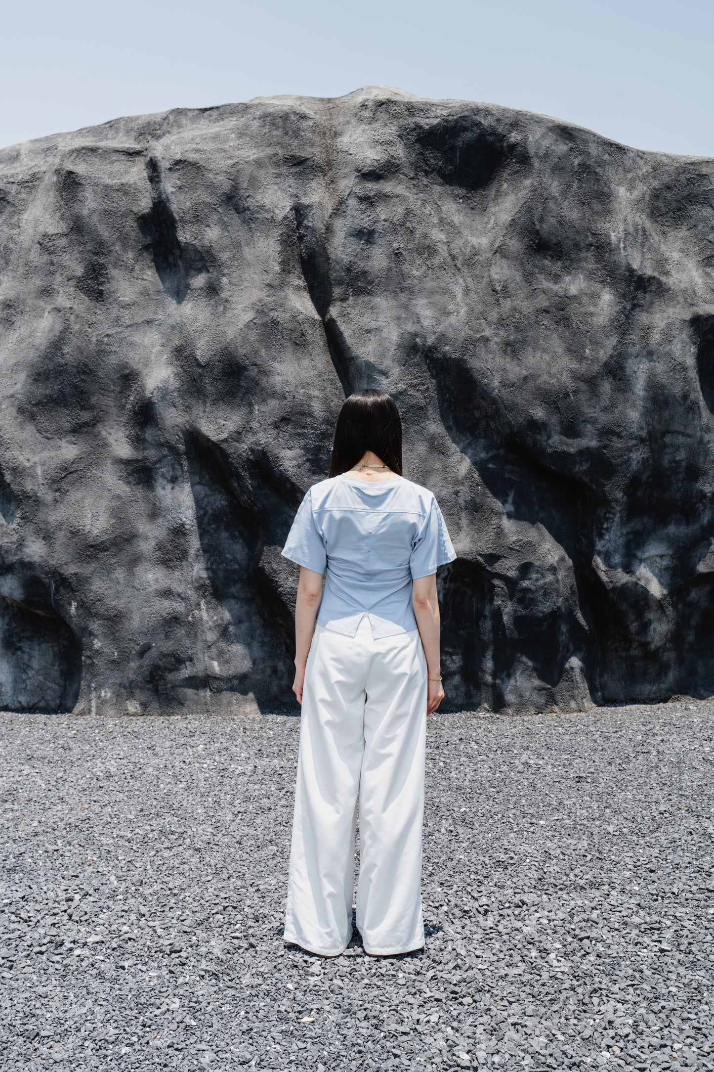 Blue Wrinkle cotton T-shirt