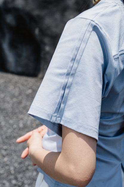 Blue Wrinkle cotton T-shirt
