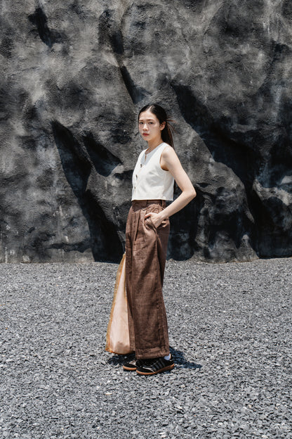 Cream Striped Back-Slit Vest