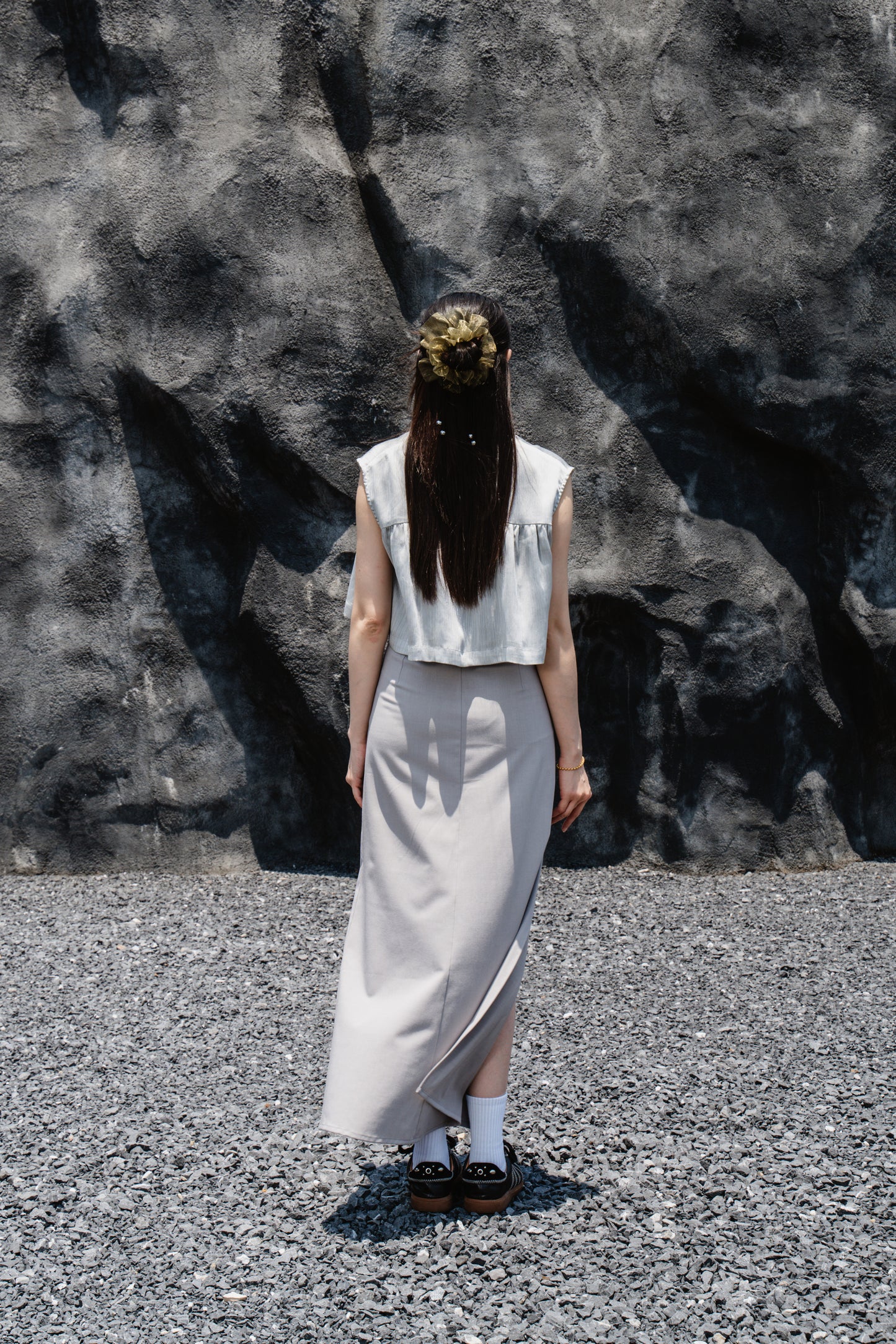 Grey Side-Slit Skirt