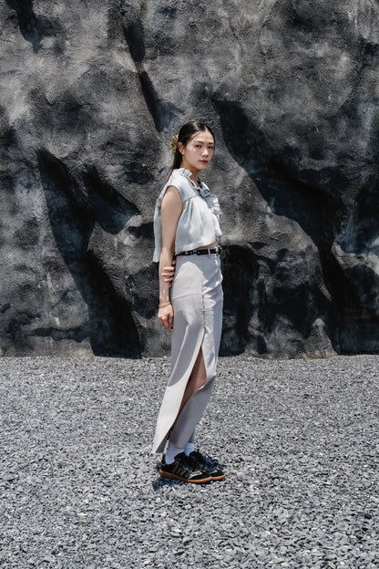 Grey Side-Slit Skirt