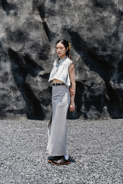 Grey Side-Slit Skirt