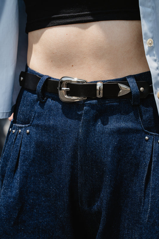 Silver leather belt 2
