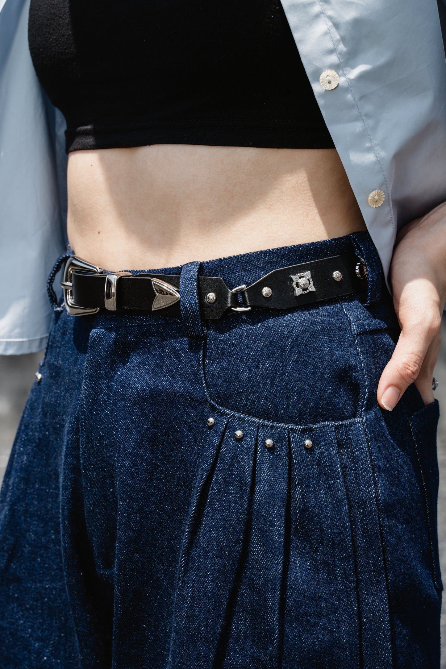 Silver leather belt 2