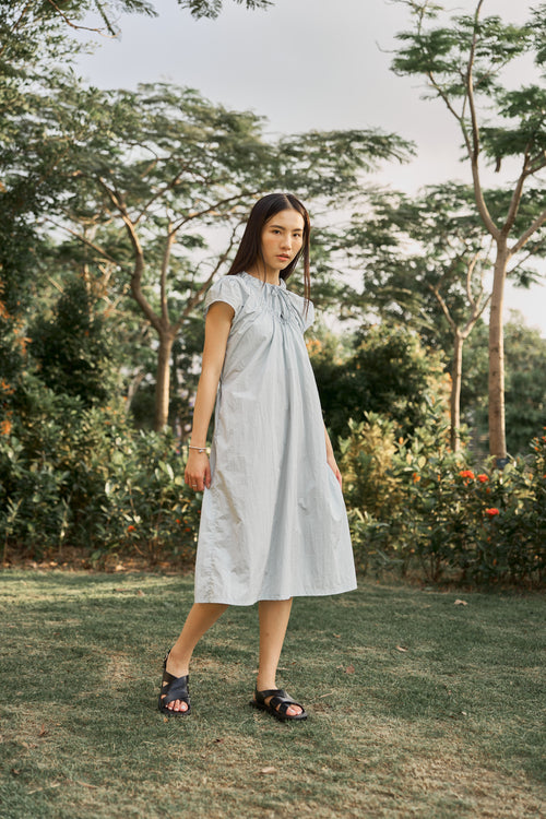 Blue drawstring dress