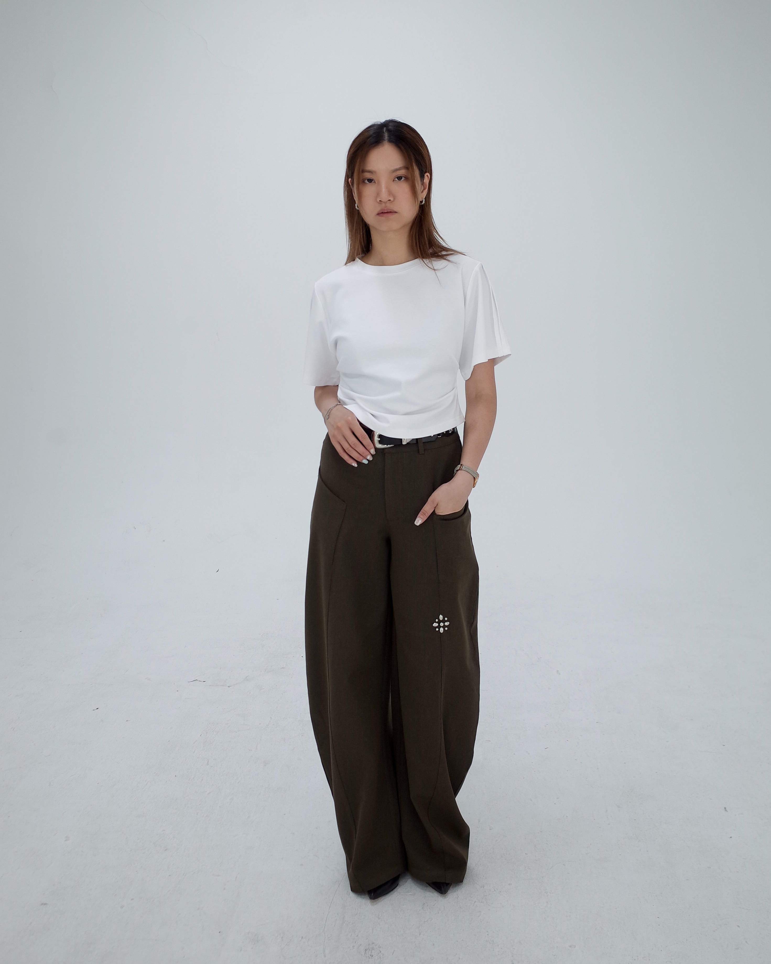 High Waisted Curved Pants