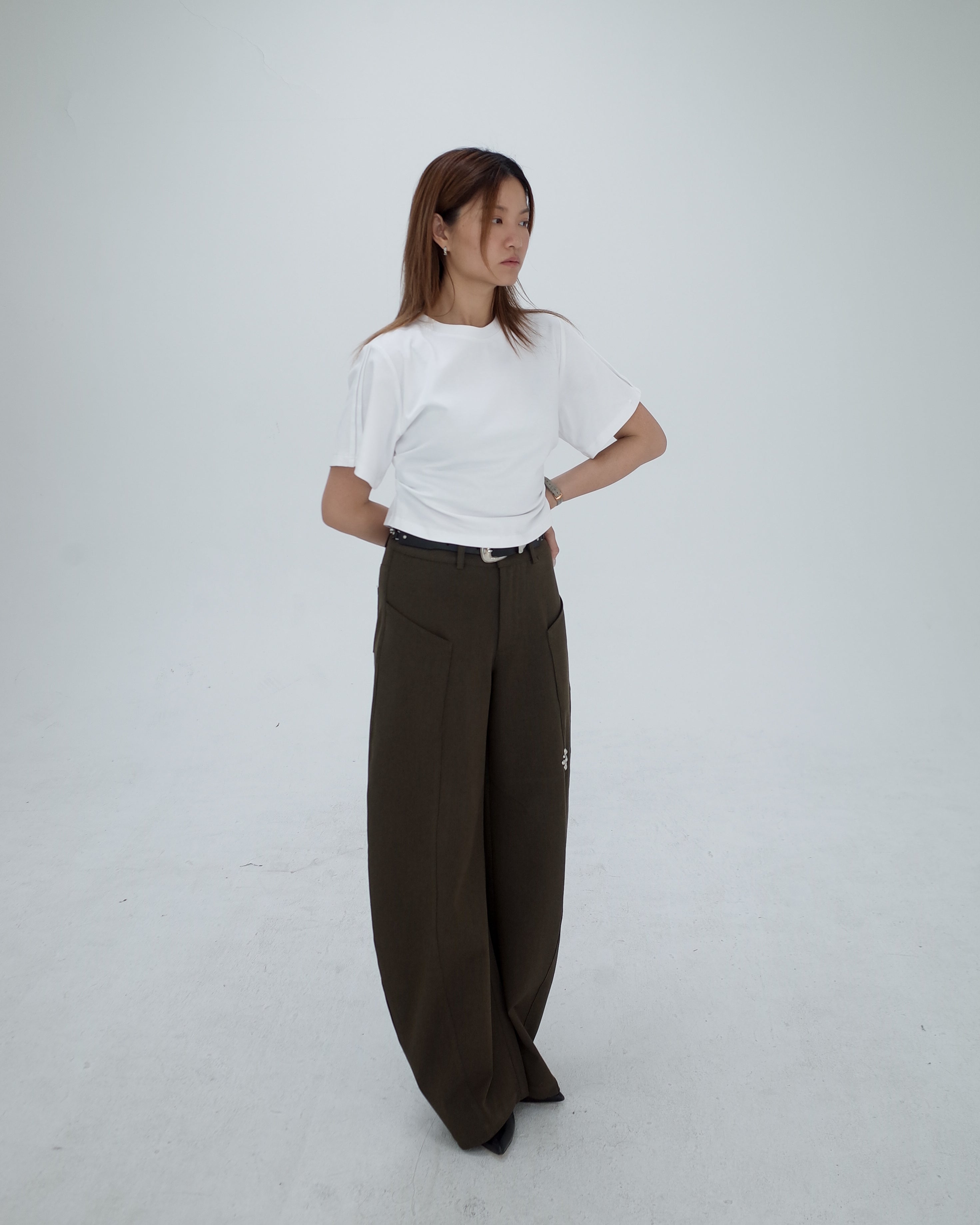 High Waisted Curved Pants