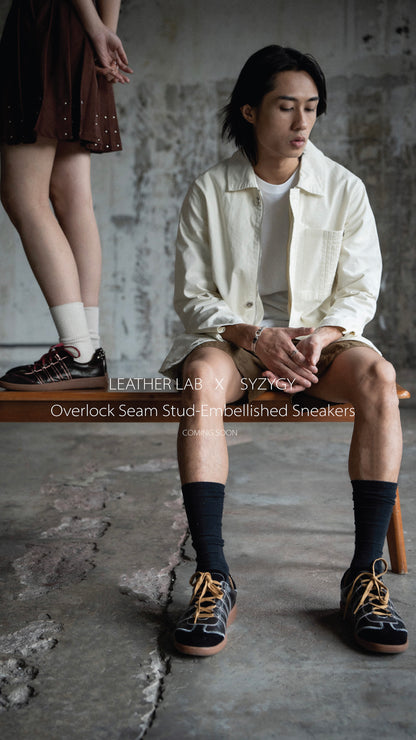 SYZYGY x LEATHER LAB  Overlock Seam Stud-Embellished Sneakers