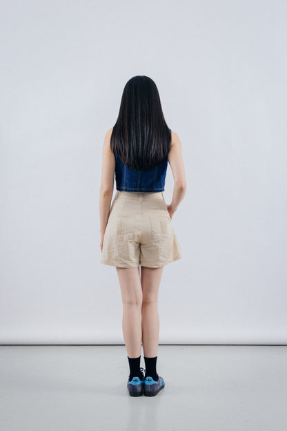 Flared Pleated Short trousers