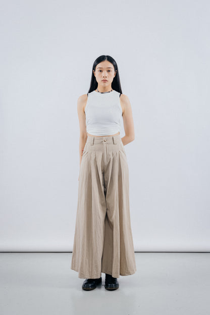 khaki Super flared leg trousers
