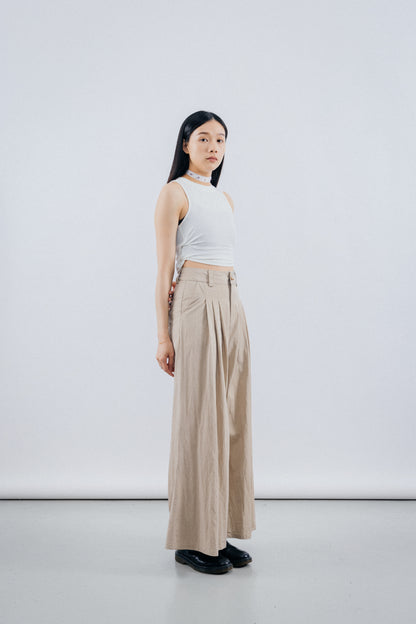 khaki Super flared leg trousers