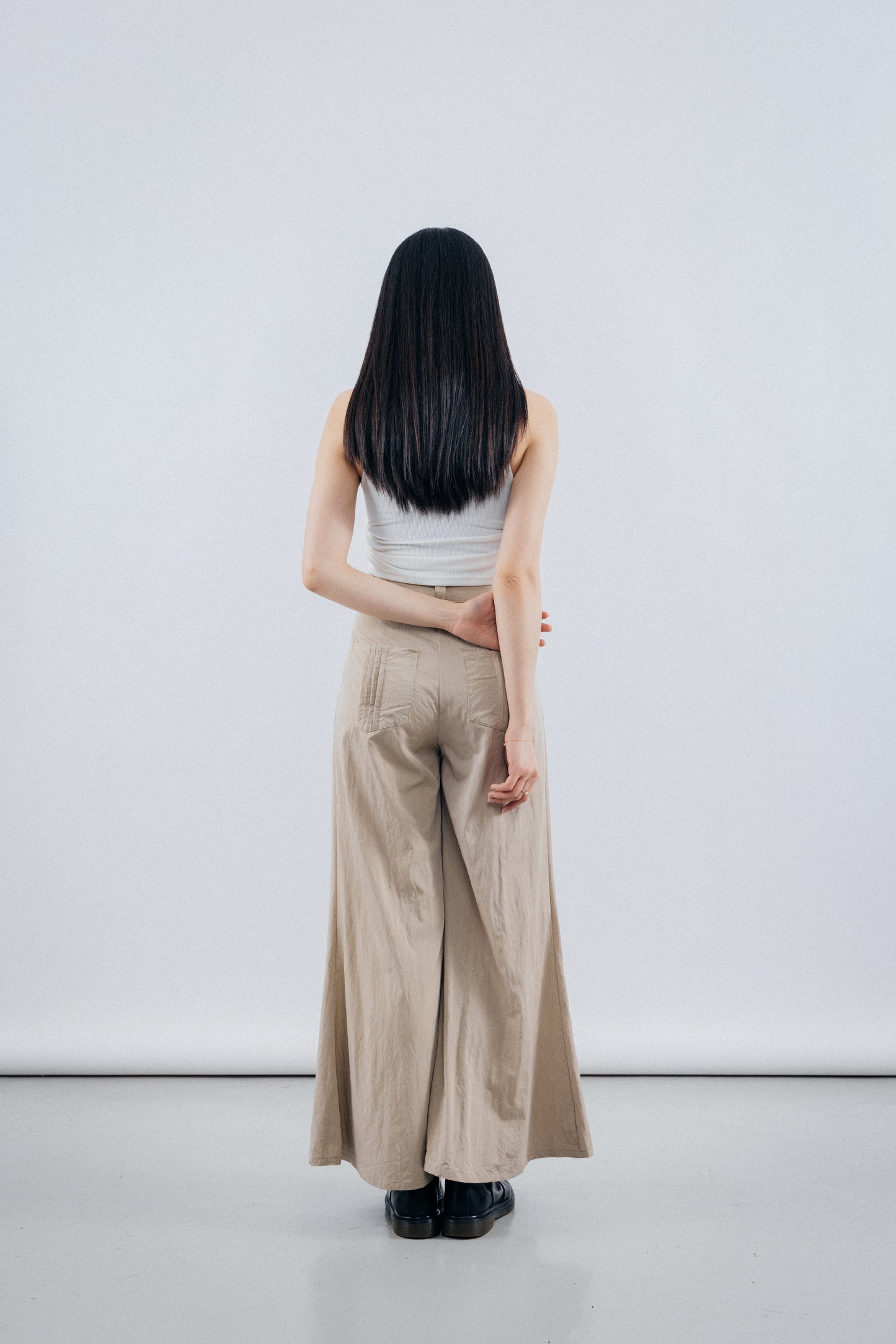 khaki Super flared leg trousers