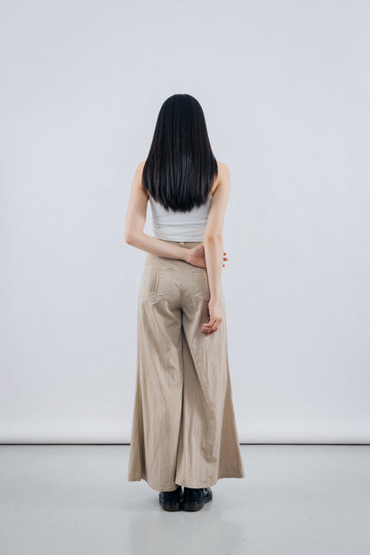 khaki Super flared leg trousers