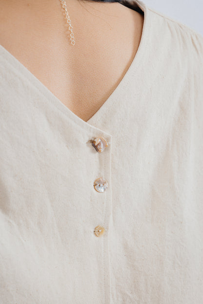 Cropped Short - Sleeved Denim Top