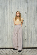 Light grey  High waisted belted wide leg trousers