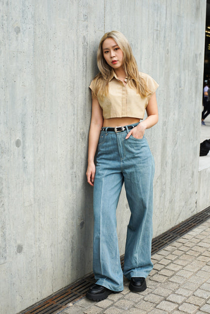Washed Loose Flared Jeans