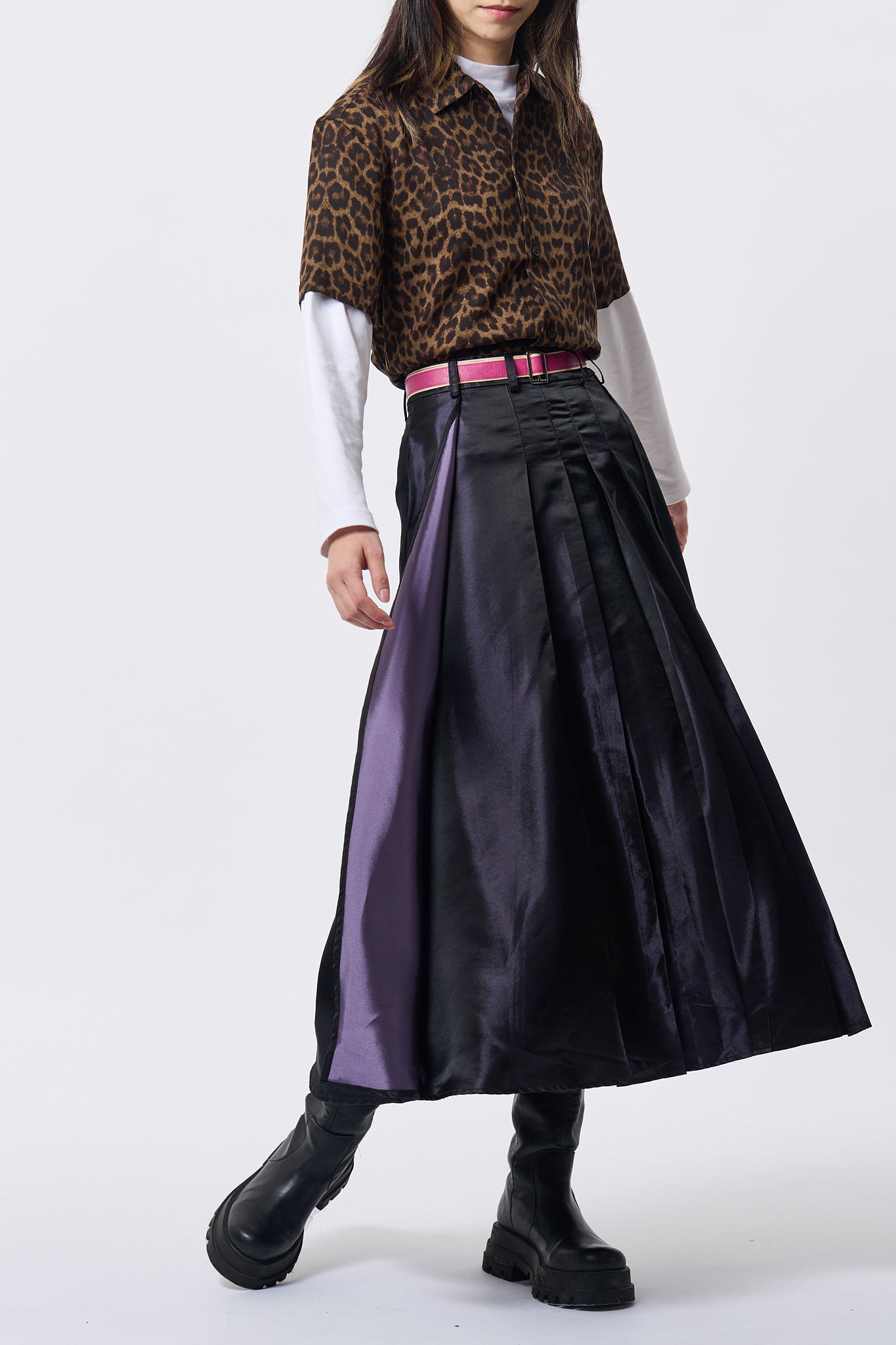 Purple Pleated Midi