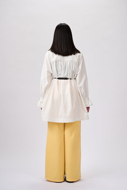 Ruffles shirt dress in white