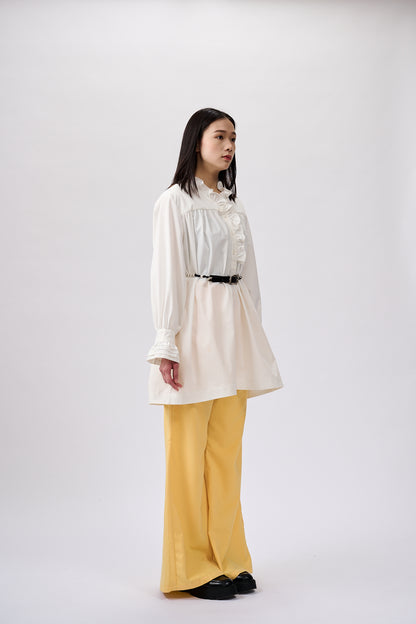 Ruffles shirt dress in white