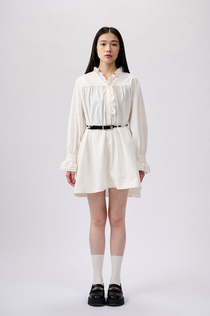 Ruffles shirt dress in white