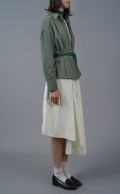 Classic-collar Long-Sleeve Wool Shirt