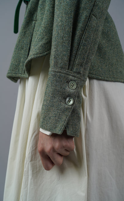 Classic-collar Long-Sleeve Wool Shirt