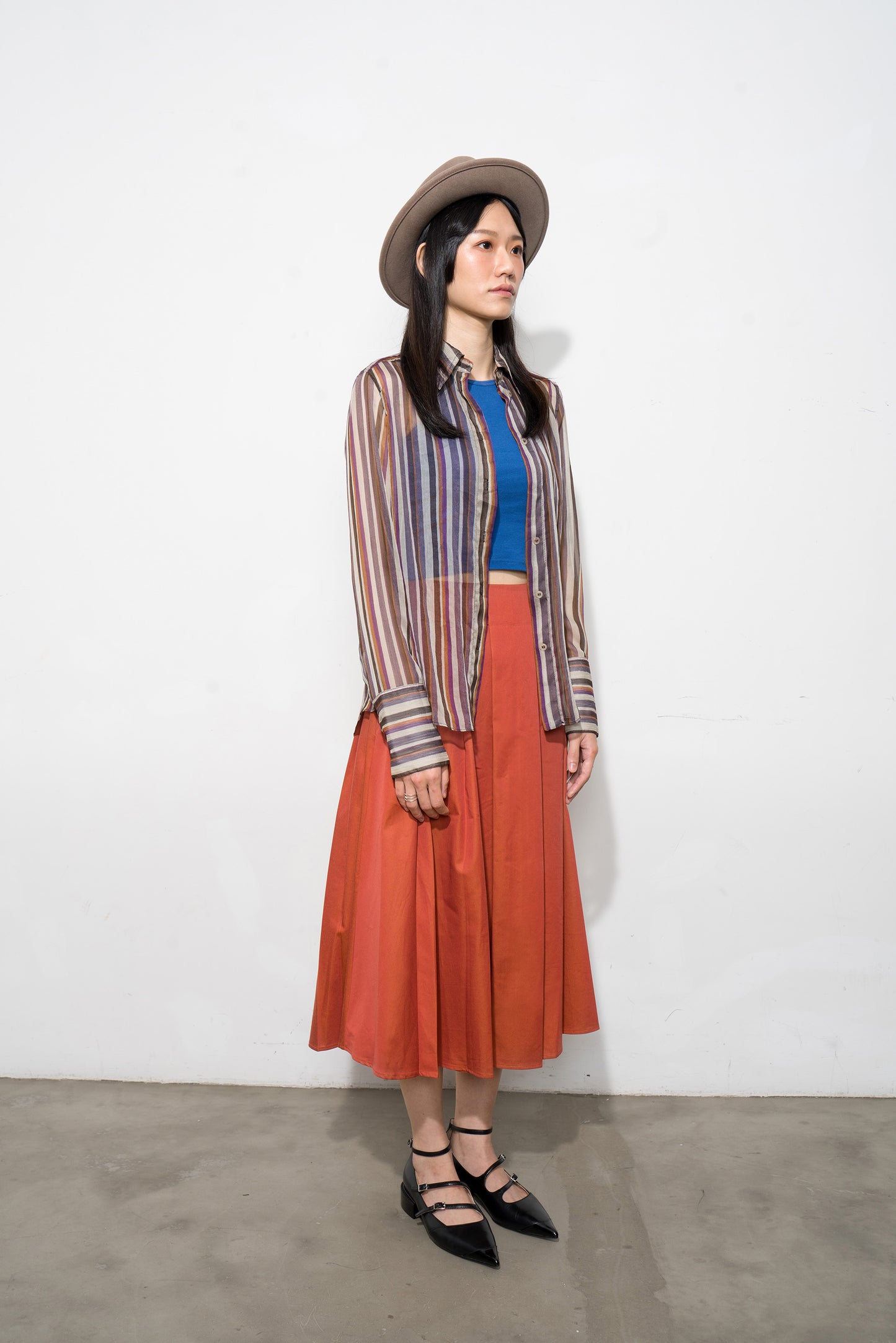 Pleated midi skirt