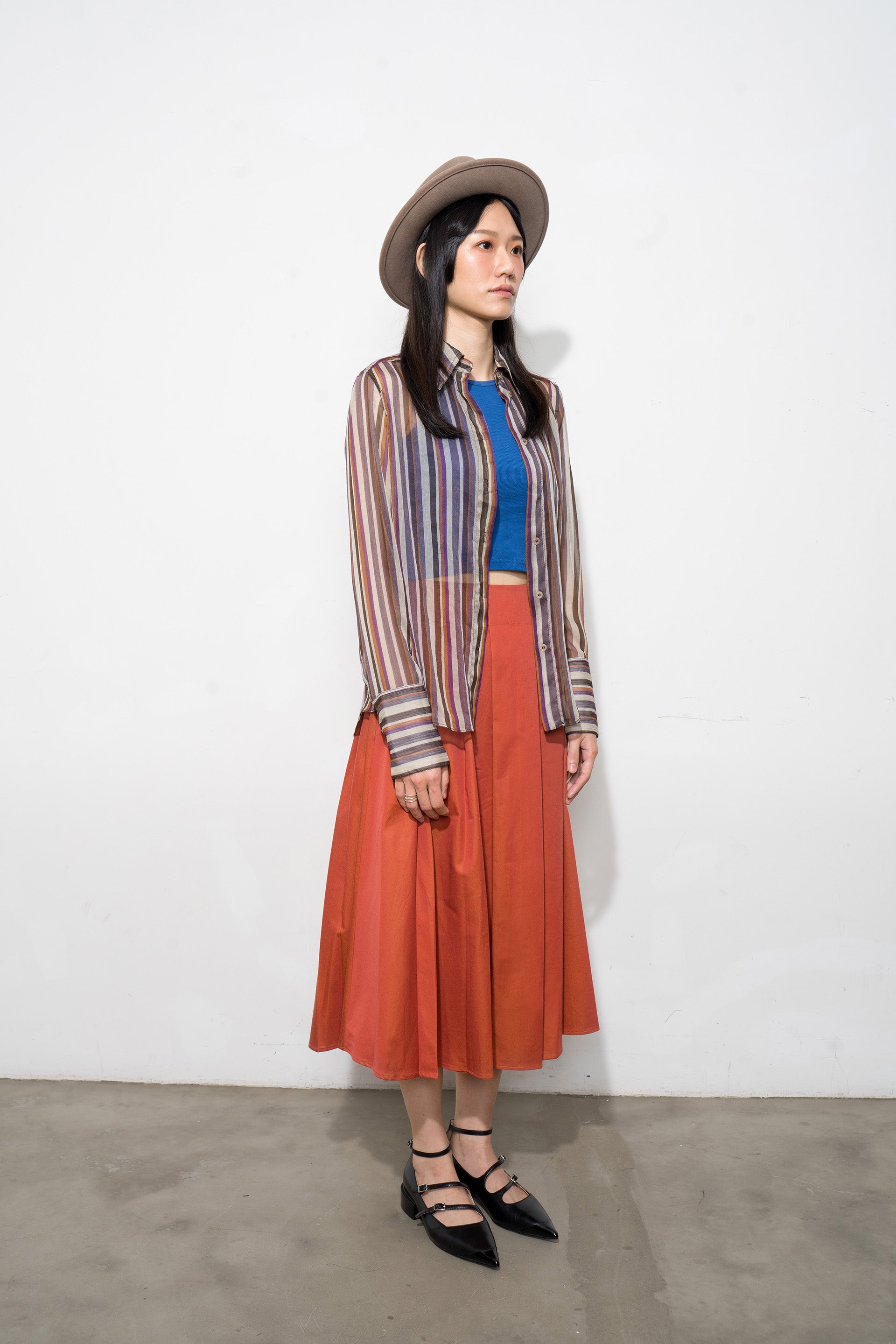 Pleated midi skirt