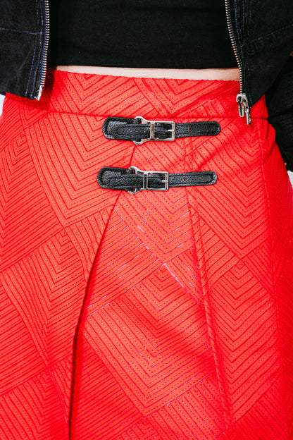 Red Knee-length Skirt