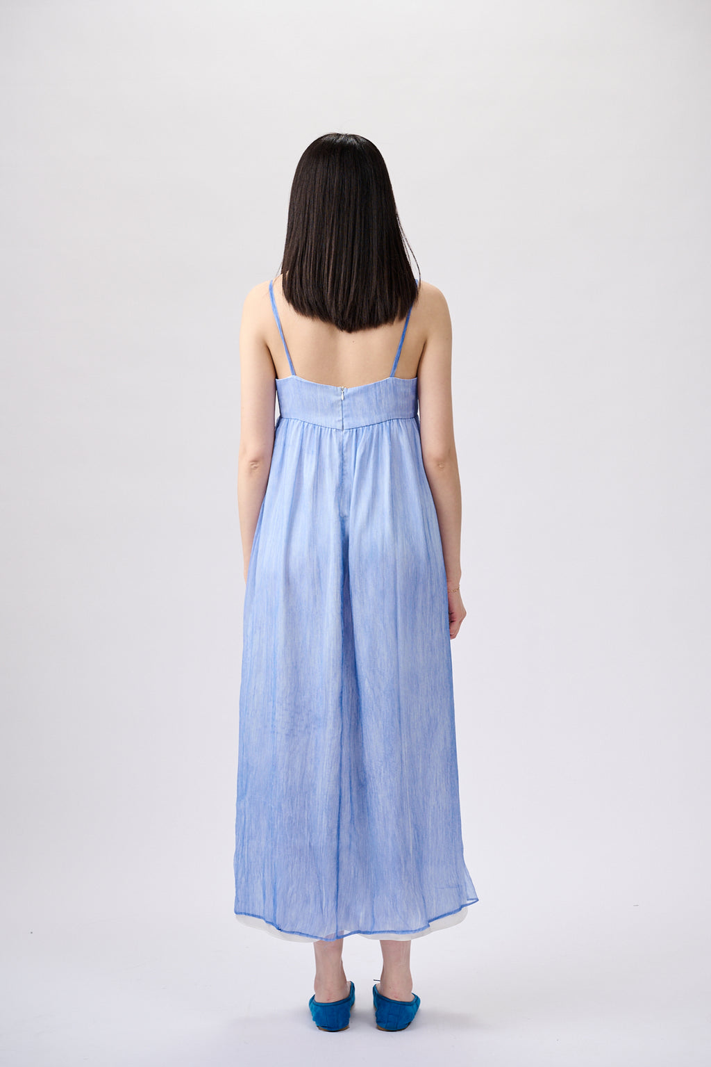 Blue silk camisole dress