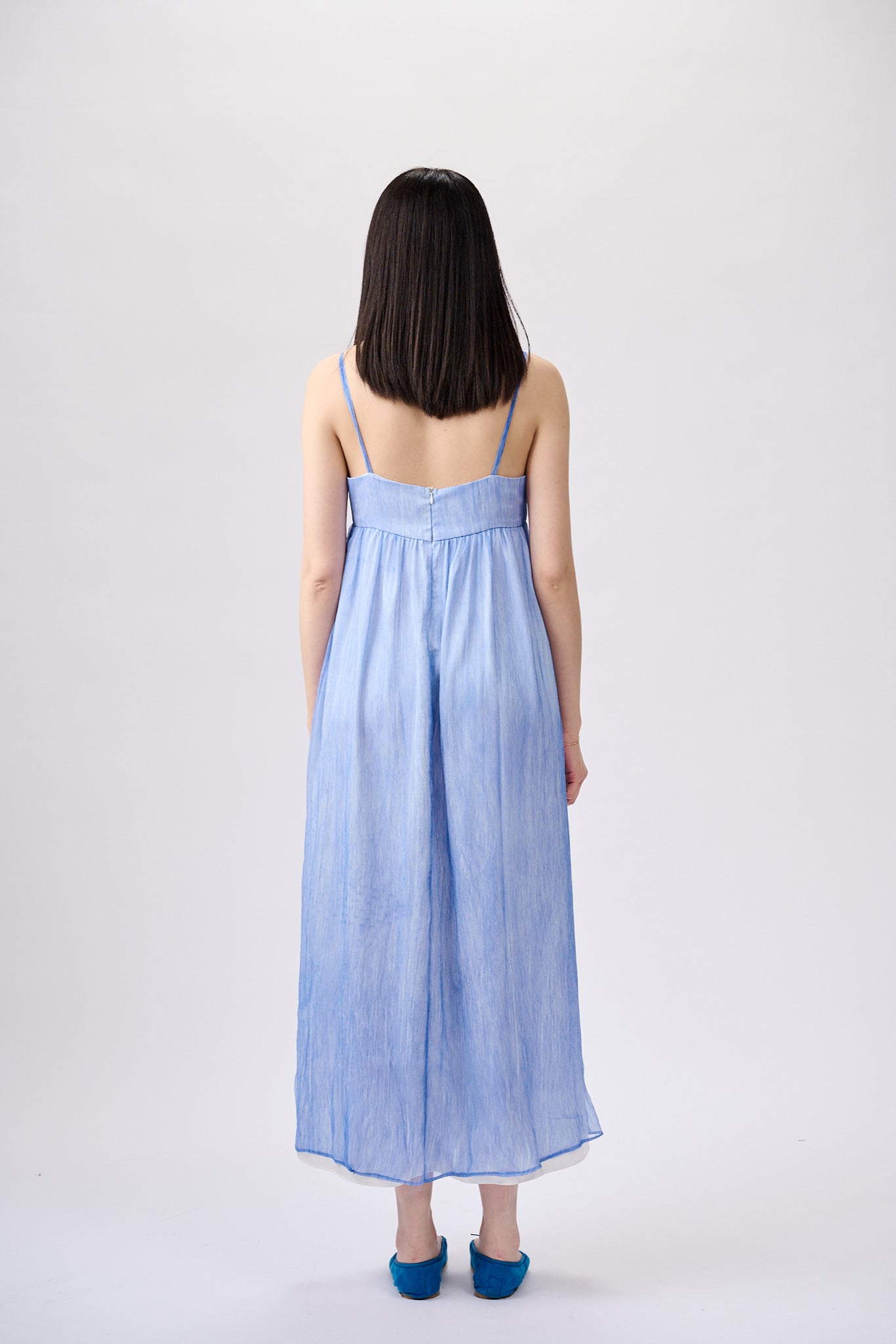 Blue silk camisole dress