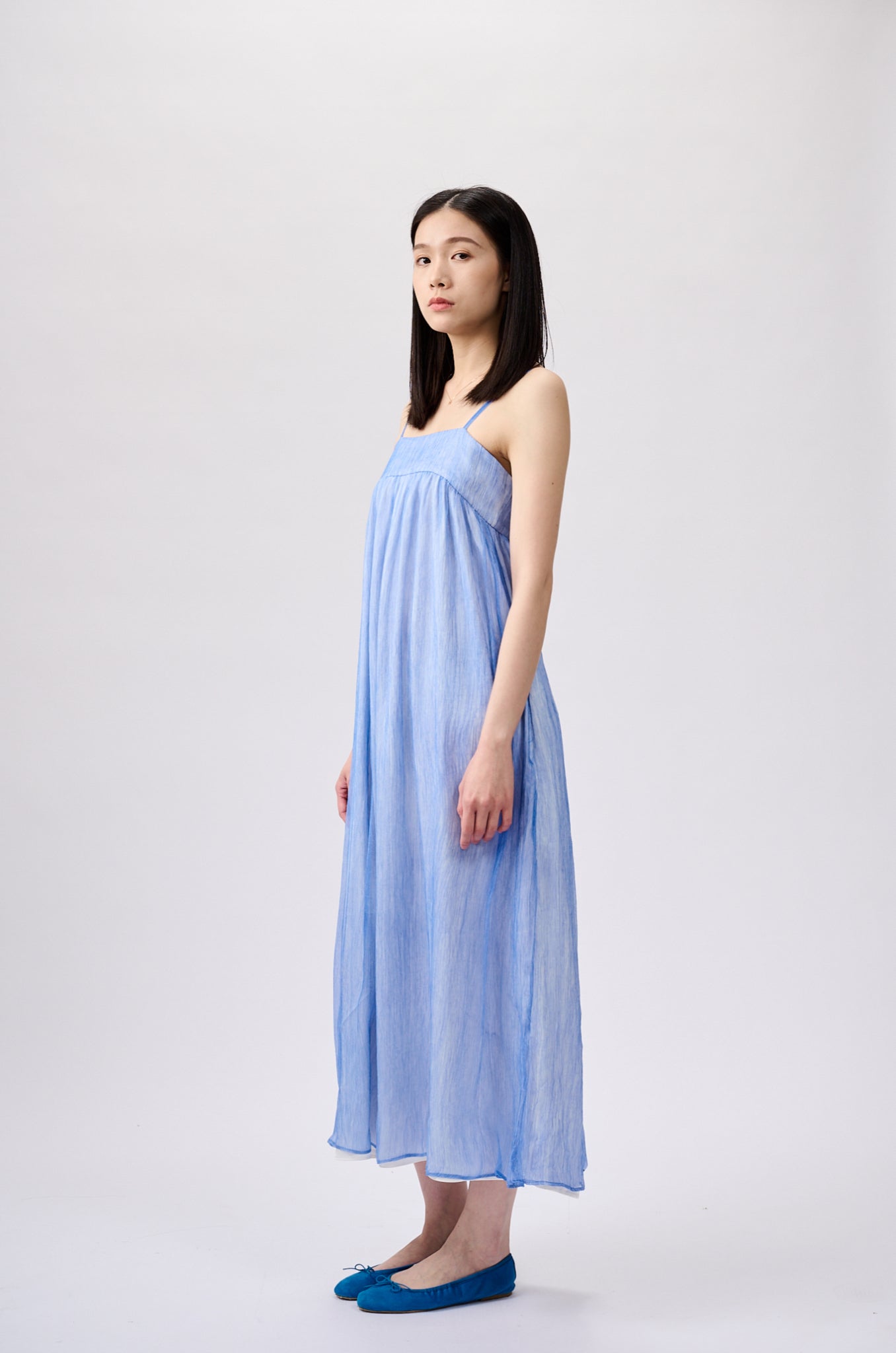 Blue silk camisole dress