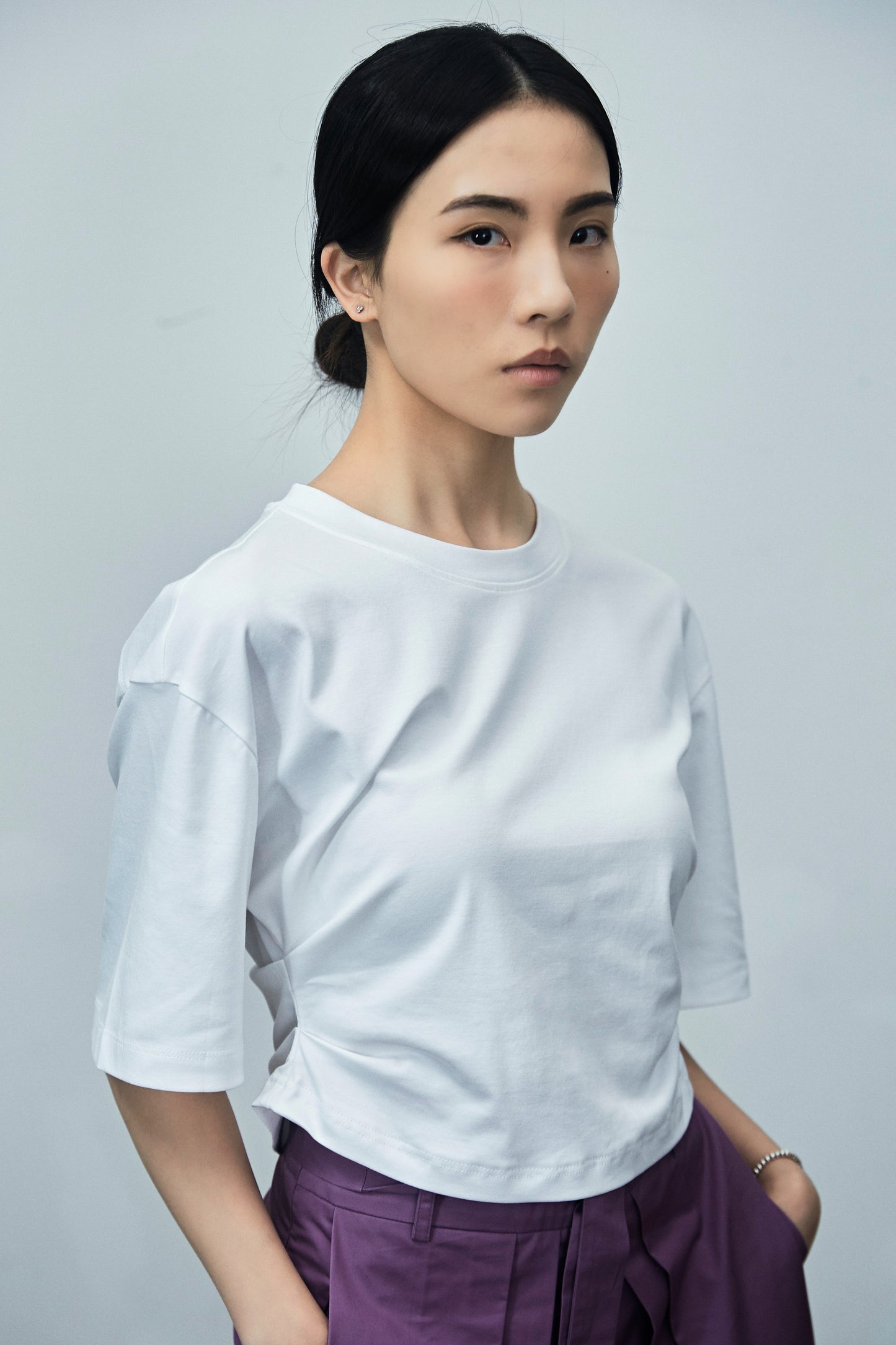 White Wrinkle cotton t-shirt