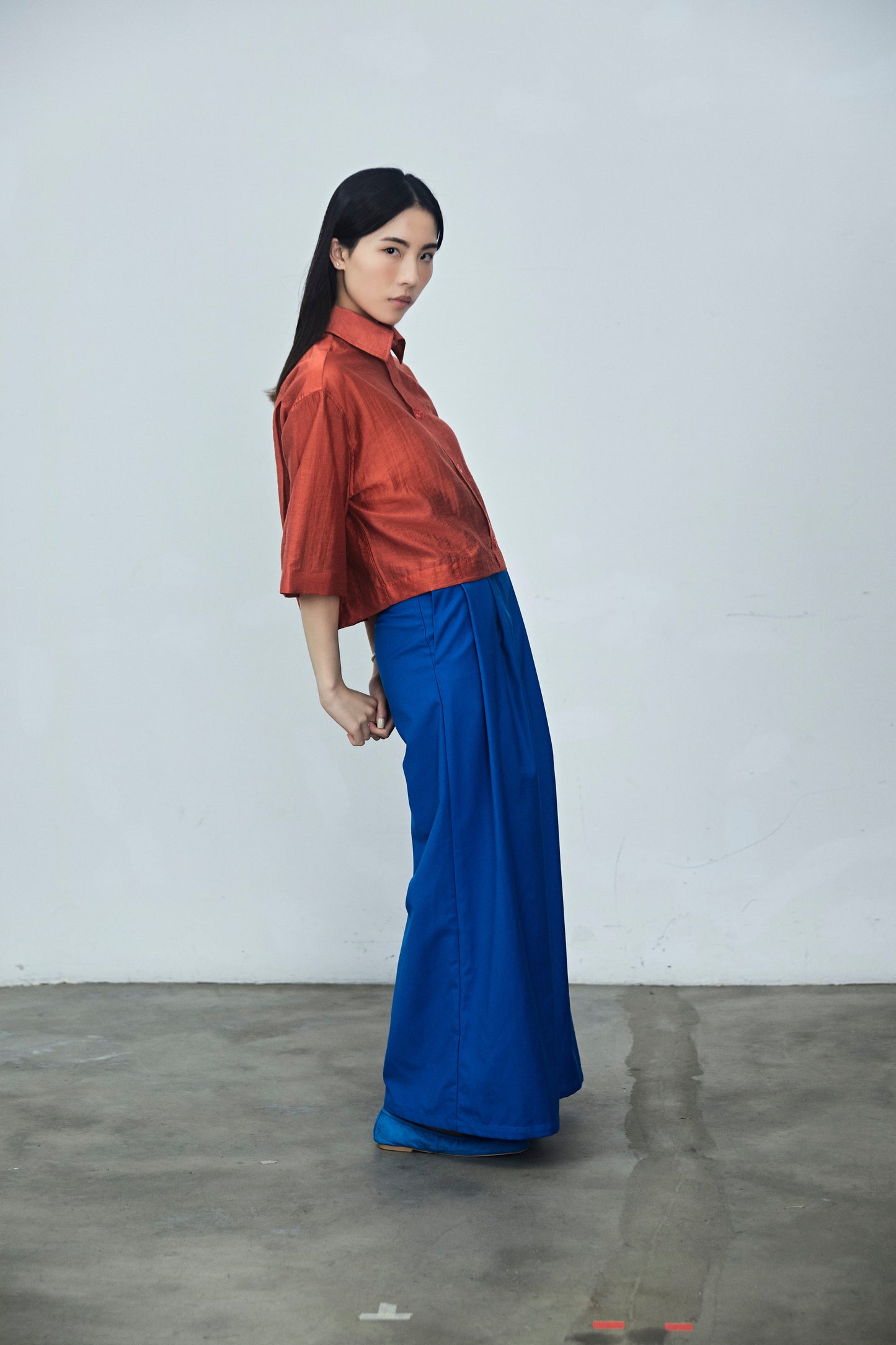 Red Short Sleeve Drop Shoulder Shirt