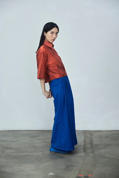 Red Short Sleeve Drop Shoulder Shirt