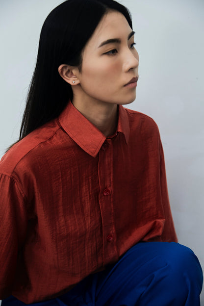 Red Short Sleeve Drop Shoulder Shirt