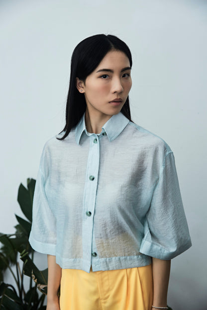 Green Short Sleeve Drop Shoulder Shirt