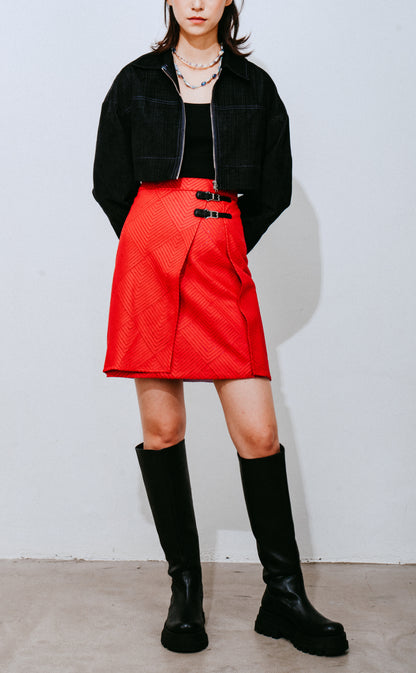 Red Knee-length Skirt